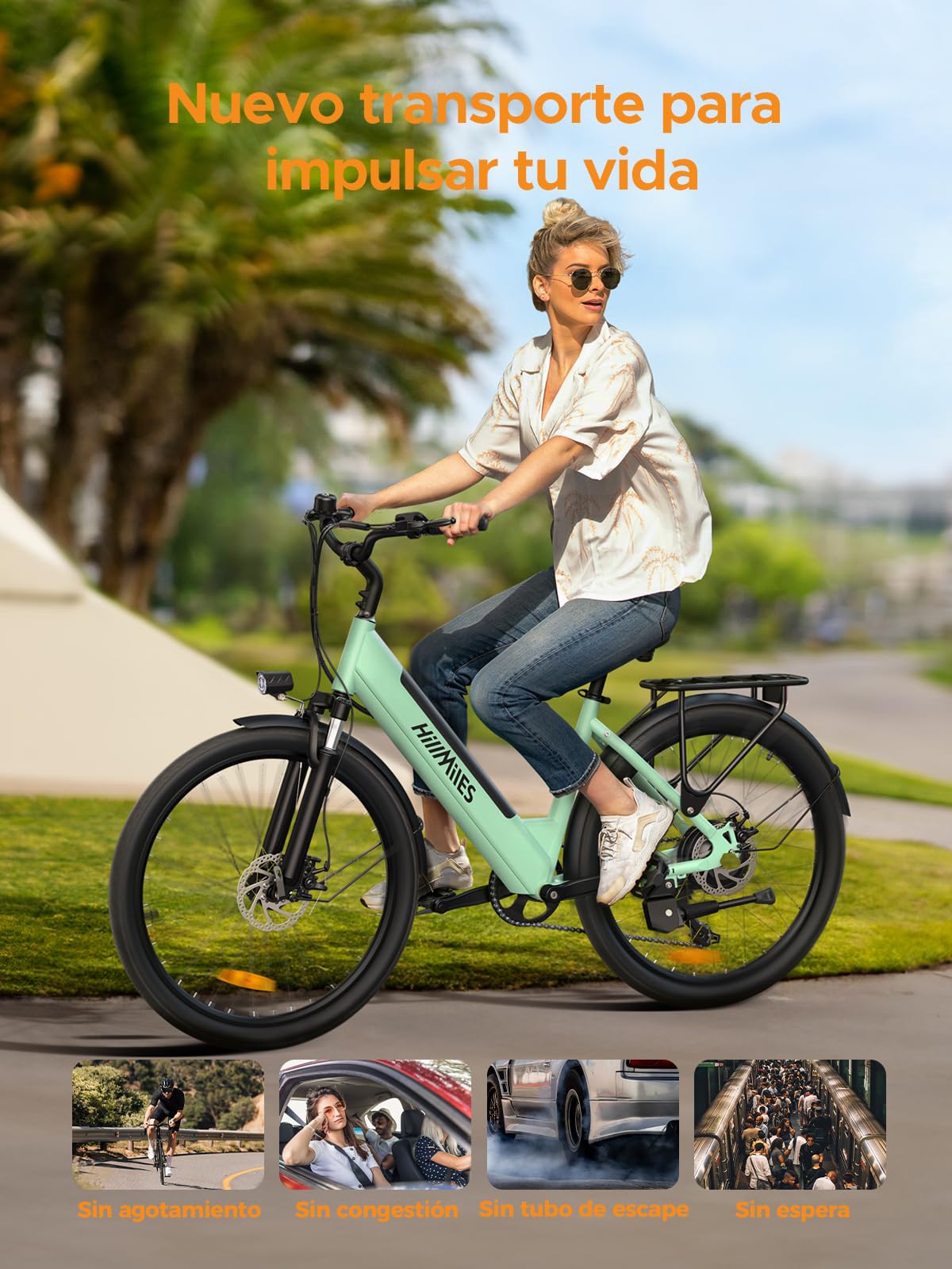 HillMiles MileCity1 26" Electric Bike for Adults, 7 Speed Electric Bicycle with 36V 13Ah Removable Battery, 25km/h & 80-100km Range E Bike for Urban Commuters with Rear Rack (MileCity1, Grey)