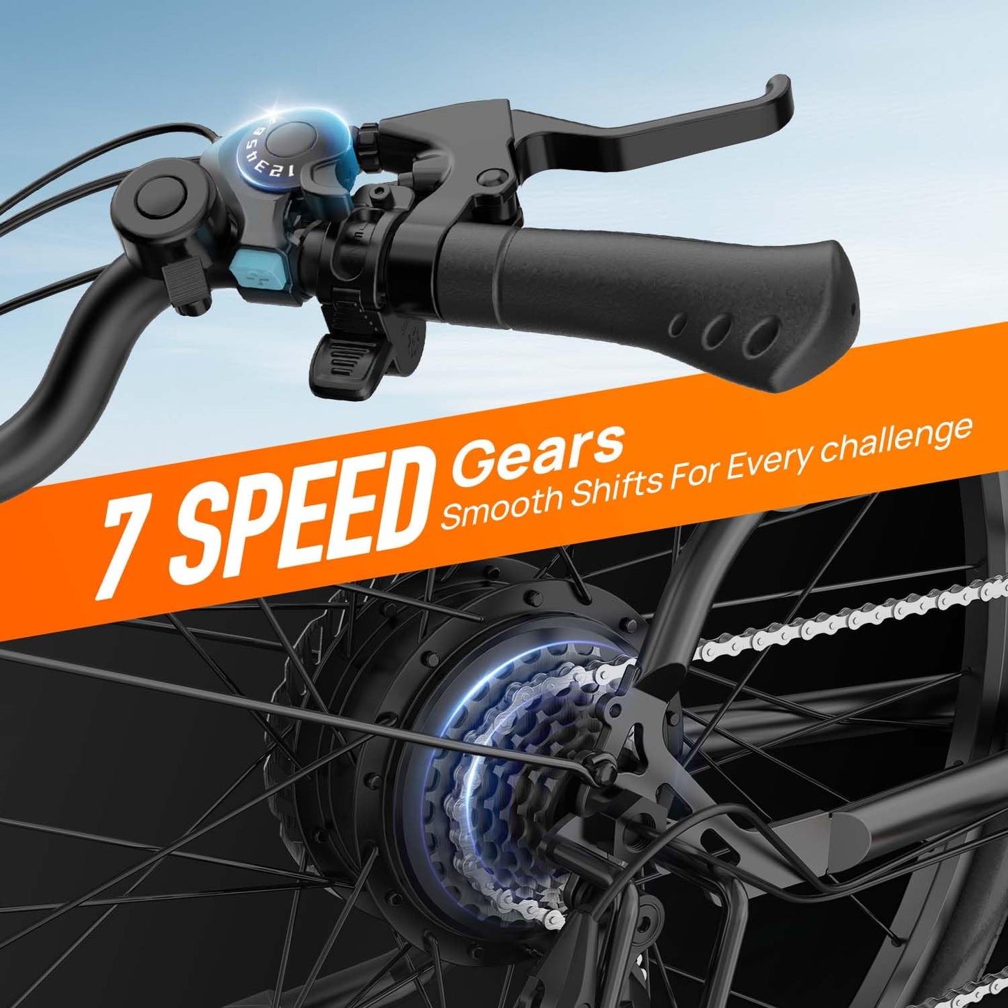 URLIFE 26" Electric Bike for Adults, Mountain Bike with LCD Display, 36V 13AH Removable Battery 250W Powerful Motor, 7-Speed Derailleur 80KM Max Range Ebike Commute MTB BLACK