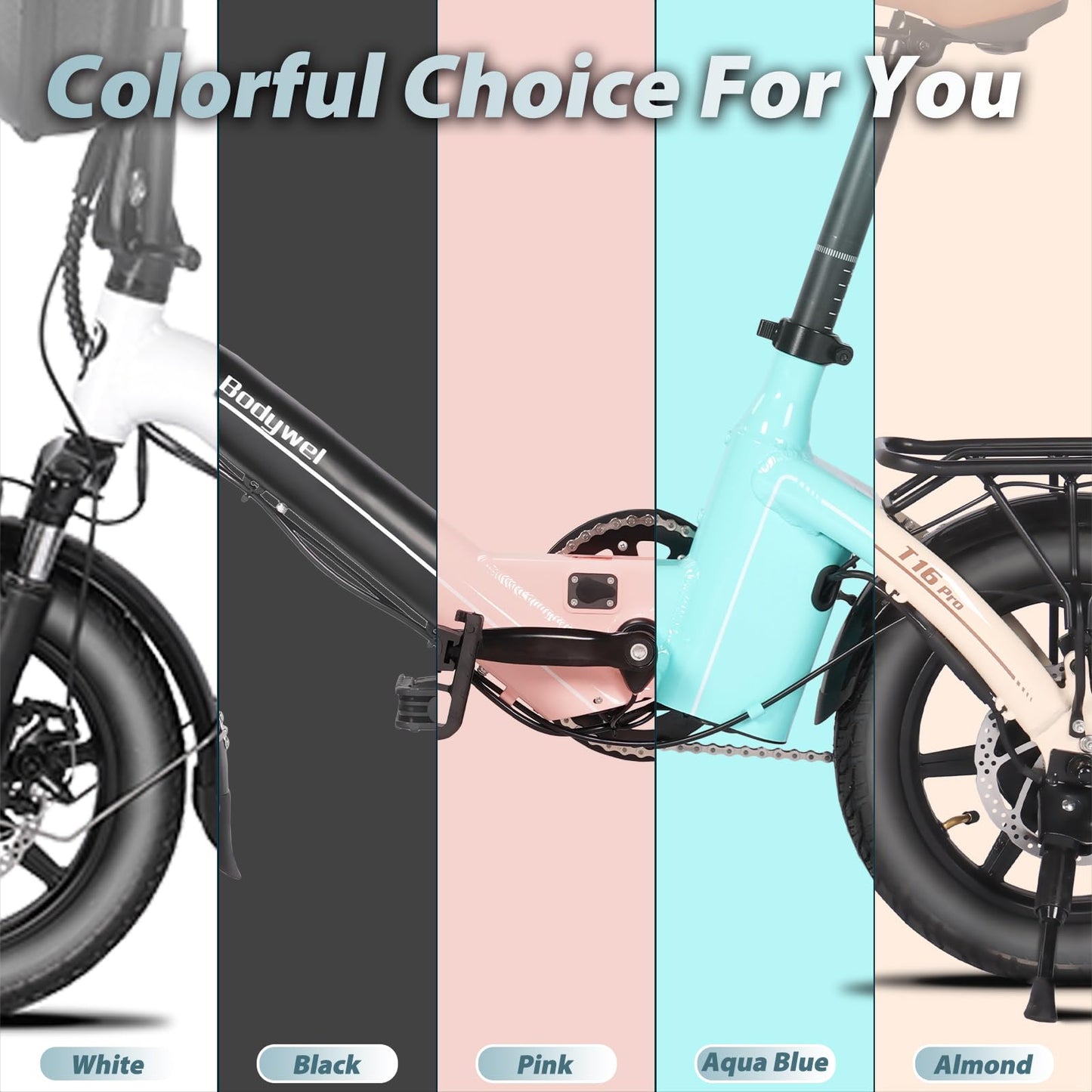 Bodywel T16PRO 14" City Commuting Ebike, 36v 7.8ah electric bike, 4.5 inch Led-Display, 90% Pre-Assembled, Folding bike with front suspension and dual disc brakes for adults