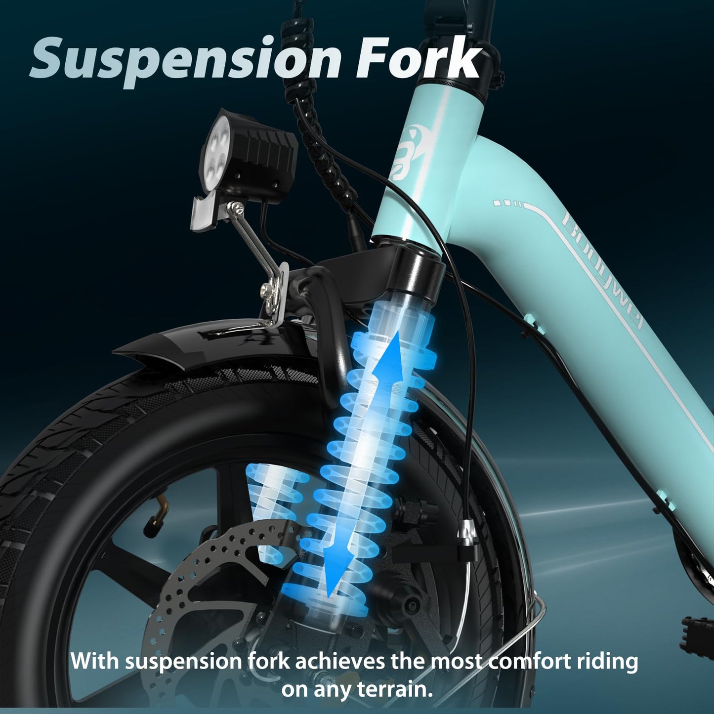 Bodywel T16PRO 14" City Commuting Ebike, 36v 7.8ah electric bike, 4.5 inch Led-Display, 90% Pre-Assembled, Folding bike with front suspension and dual disc brakes for adults