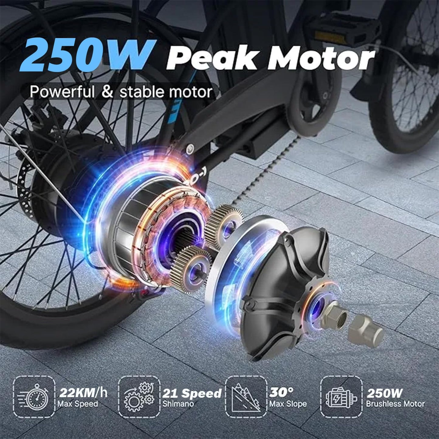 26" Electric Bikes for Adults Fat Tire Electric Mountain Bike with 36V 10.4AH Battery&250W Motor E-bike 21Speed with LCD Display Electric Commuter Bicycle for Men and Women (26inch Fat Tire E-Bike)