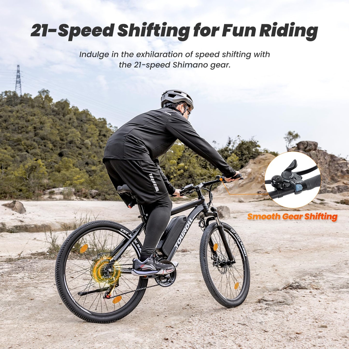 Touroll U1 Electric Mountain Bike, 26"/29'' Electric Bicycle Commute E-bike with 36V 13Ah Removable Battery, LED Display, Dual Disk Brake, 21 Speed, MTB for Teenagers and Adults (26'')