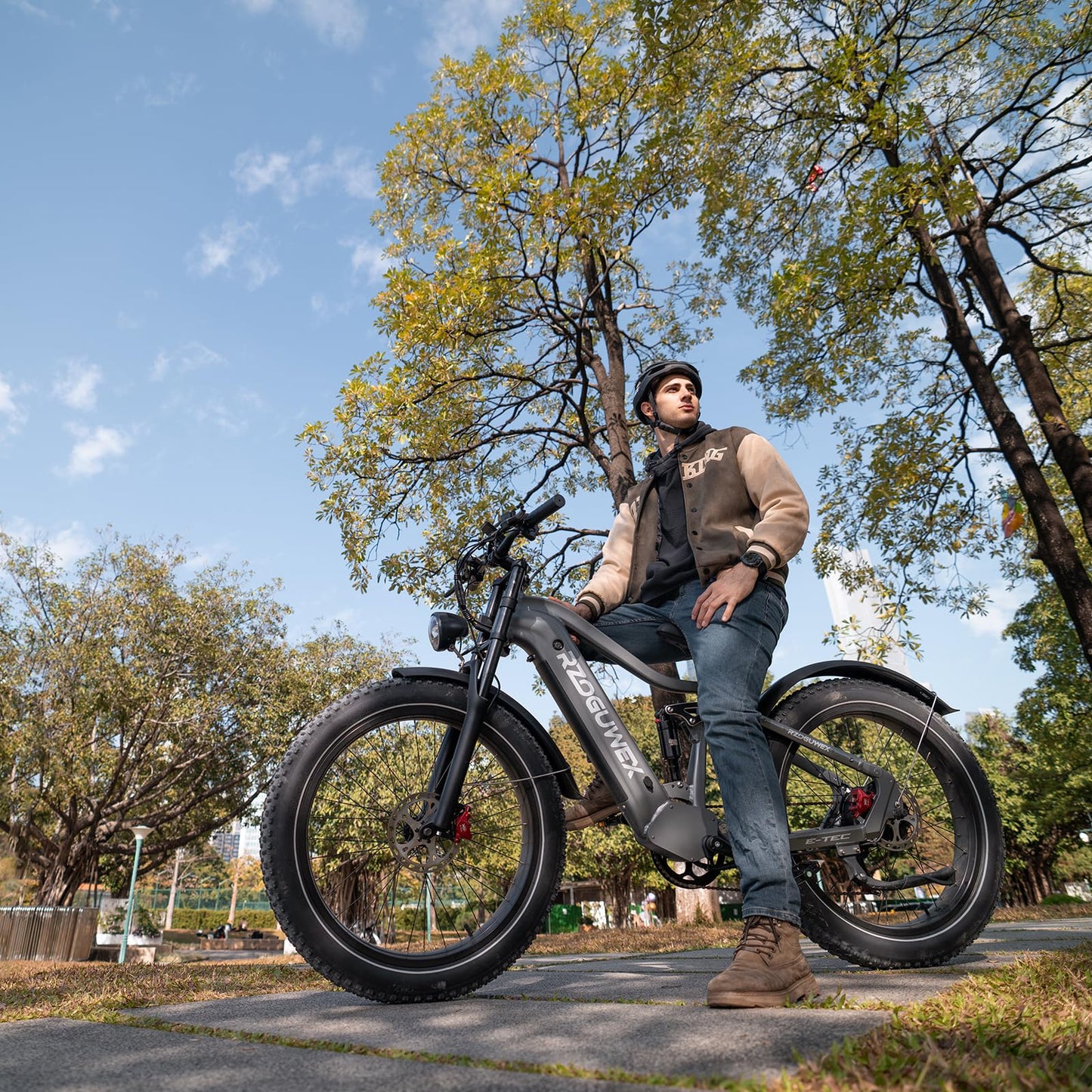 RZOGUWEX Electric Bicycle,26 Inch Off-Road EBIKE for Adults with 48V 25AH Detachable Lithium Ion Battery, 7 Speed with Dual Shock Absorbers and Dual Hydraulic Disc Brake(Black)