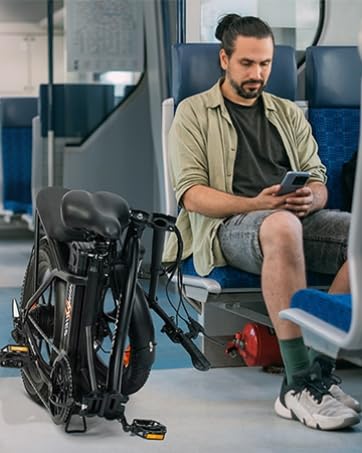 HillMiles MilePort 1 Electric Bike for Adults with 36V 13AH Removable Battery, 20"*3.0" Fat Tire Folding Electric Bicycle with Top Speed 25KM/H &100KM Long Range, 250W Motor City Commuter Ebike