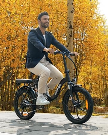 HillMiles MilePort 1 Electric Bike for Adults with 36V 13AH Removable Battery, 20"*3.0" Fat Tire Folding Electric Bicycle with Top Speed 25KM/H &100KM Long Range, 250W Motor City Commuter Ebike