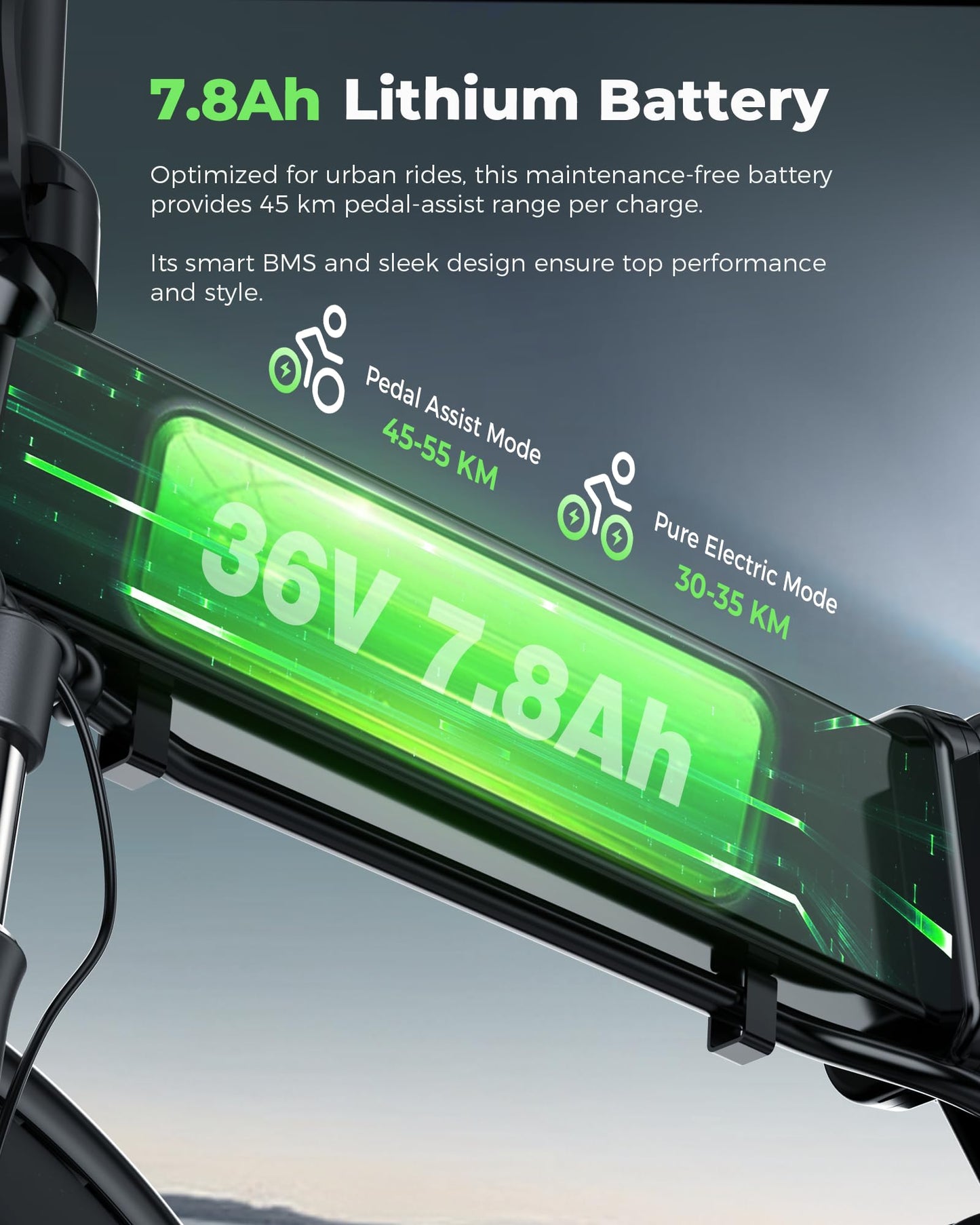 Finbike U3 Electric Folding Bike, 16 inch Portable Electric Bicycle, 2.5H Fast Charge Ebike, 25KM/H & 55KM Range, 3 Riding Modes, Front Shock Absorber, Foldable E-bike for Adults/Teens