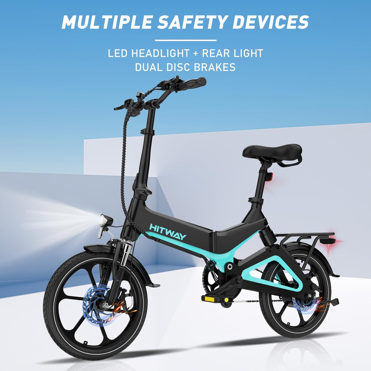 HITWAY BK2 Electric Bike, Folding Electric Bicycle with LCD Display, 25Km/h,16inch, 5 Riding Modes, 25KG Capacity, Compact Foldable Ebike, City E bike, 2025