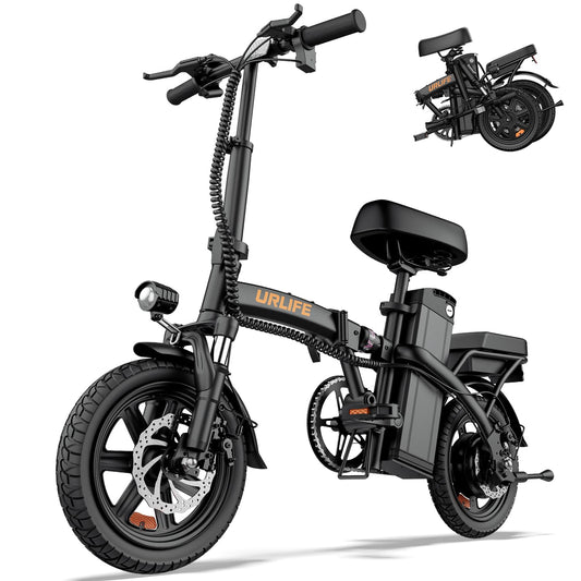 URLIFE 14" Electric Bike, Portable E-bike with 48V 7.5AH Removable Battery 250W Powerful Motor, 60 KM Max Range, Folding Ebike LCD Display, Electric Commuter Bicycle for Adults and Teens(Black)