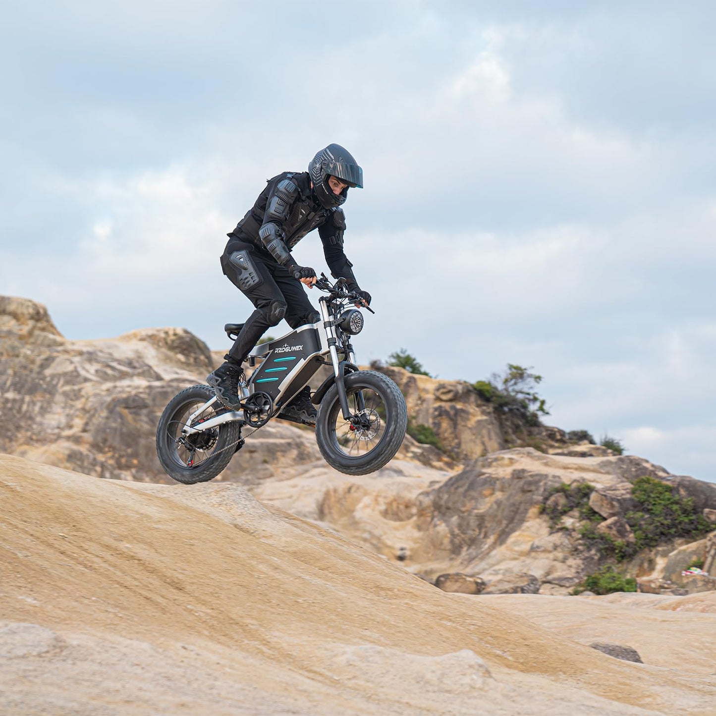 RZOGUWEX Electric Bicycle，20 Inch Off-Road EBIKE for Adults with 48V 25AH Detachable Lithium Ion Battery, 7 Speed Snow Bike with Dual Shock Absorbers and Brush-less Motor