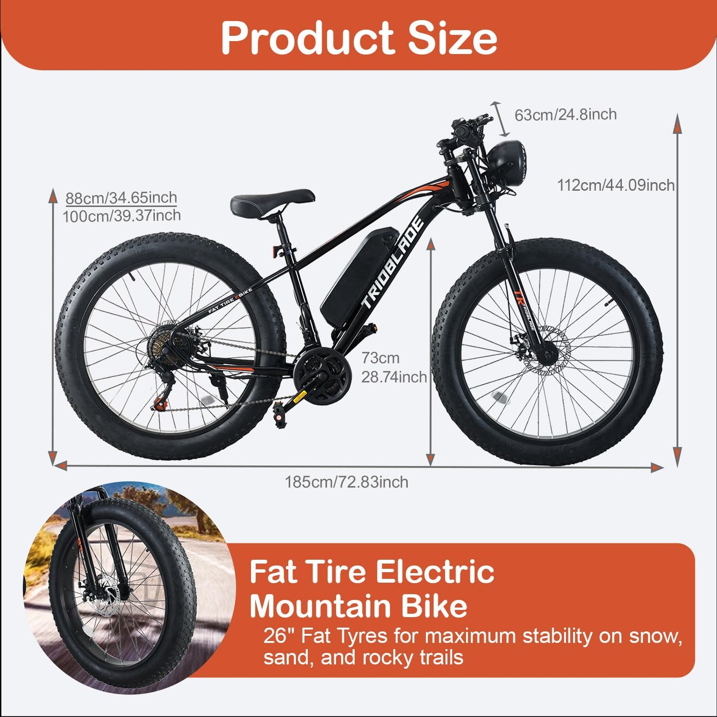 26" Electric Bikes for Adults Fat Tire Electric Mountain Bike with 36V 10.4AH Battery&250W Motor E-bike 21Speed with LCD Display Electric Commuter Bicycle for Men and Women (26inch Fat Tire E-Bike)