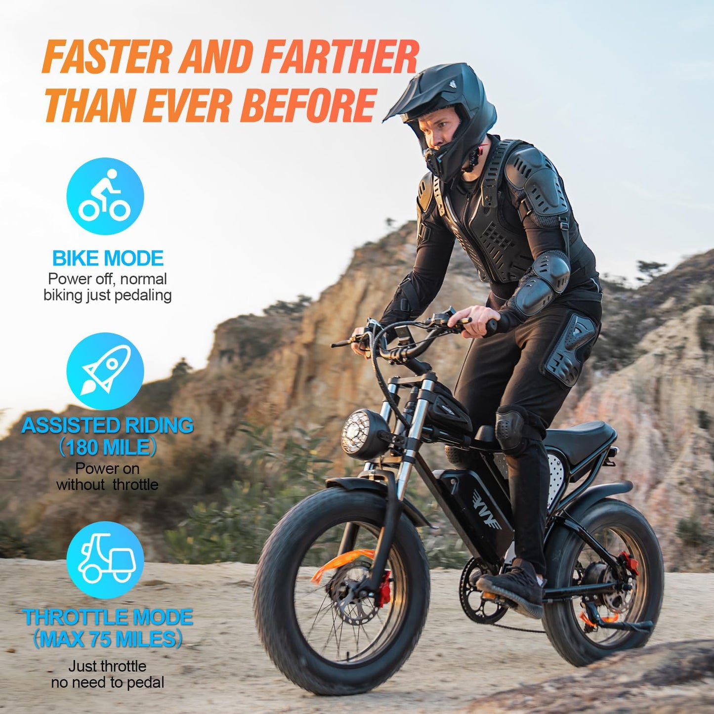YVY C20 Max Electric Bike, 180 Miles Max Range, 52V 40Ah Removable Battery, 90Nm Dual Motor Ebike, 20" Fat Tire Dirt Bike, 7 Speed, Full Suspension, Hydraulic Dual Disc, LCD Display
