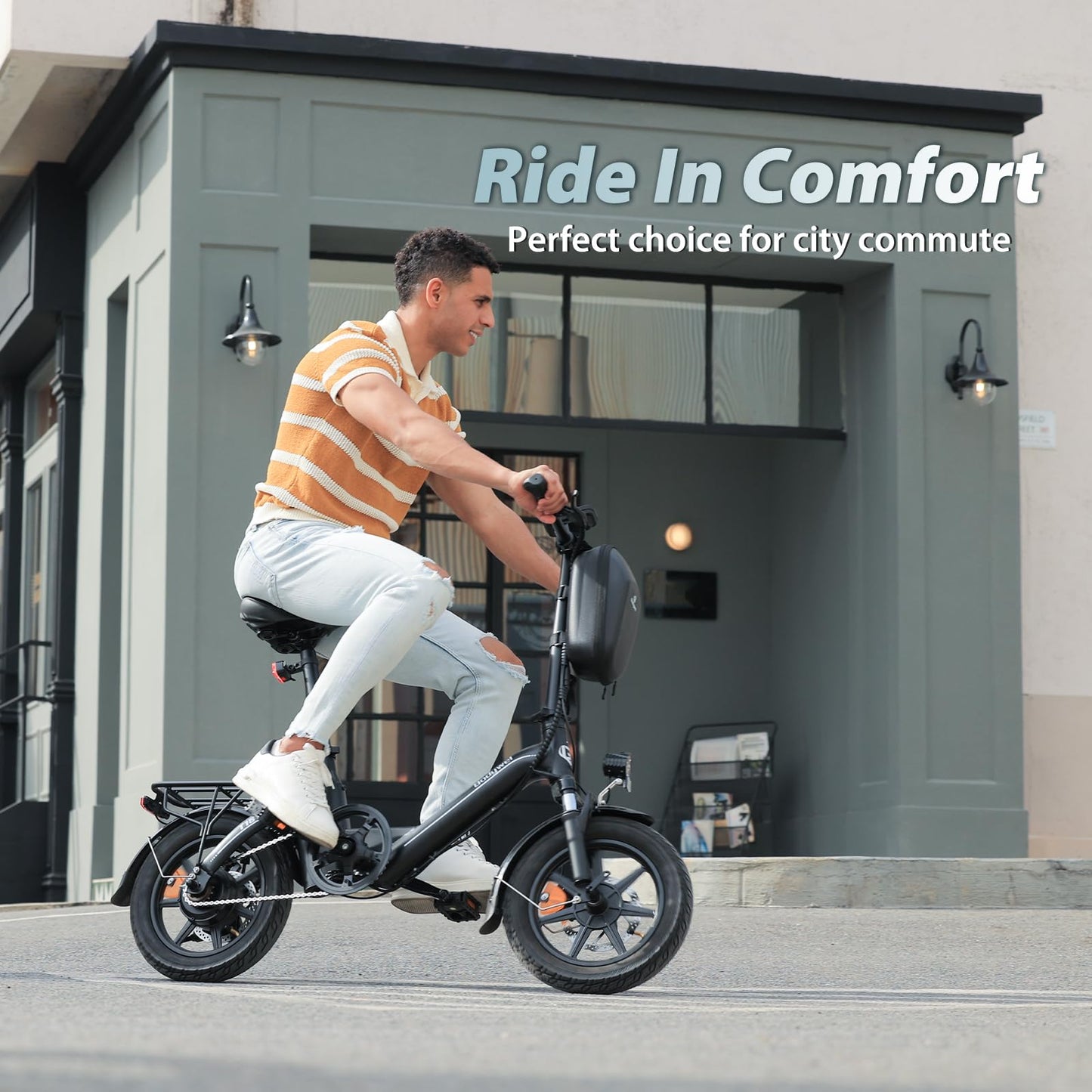 Bodywel T16PRO 14" City Commuting Ebike, 36v 7.8ah electric bike, 4.5 inch Led-Display, 90% Pre-Assembled, Folding bike with front suspension and dual disc brakes for adults