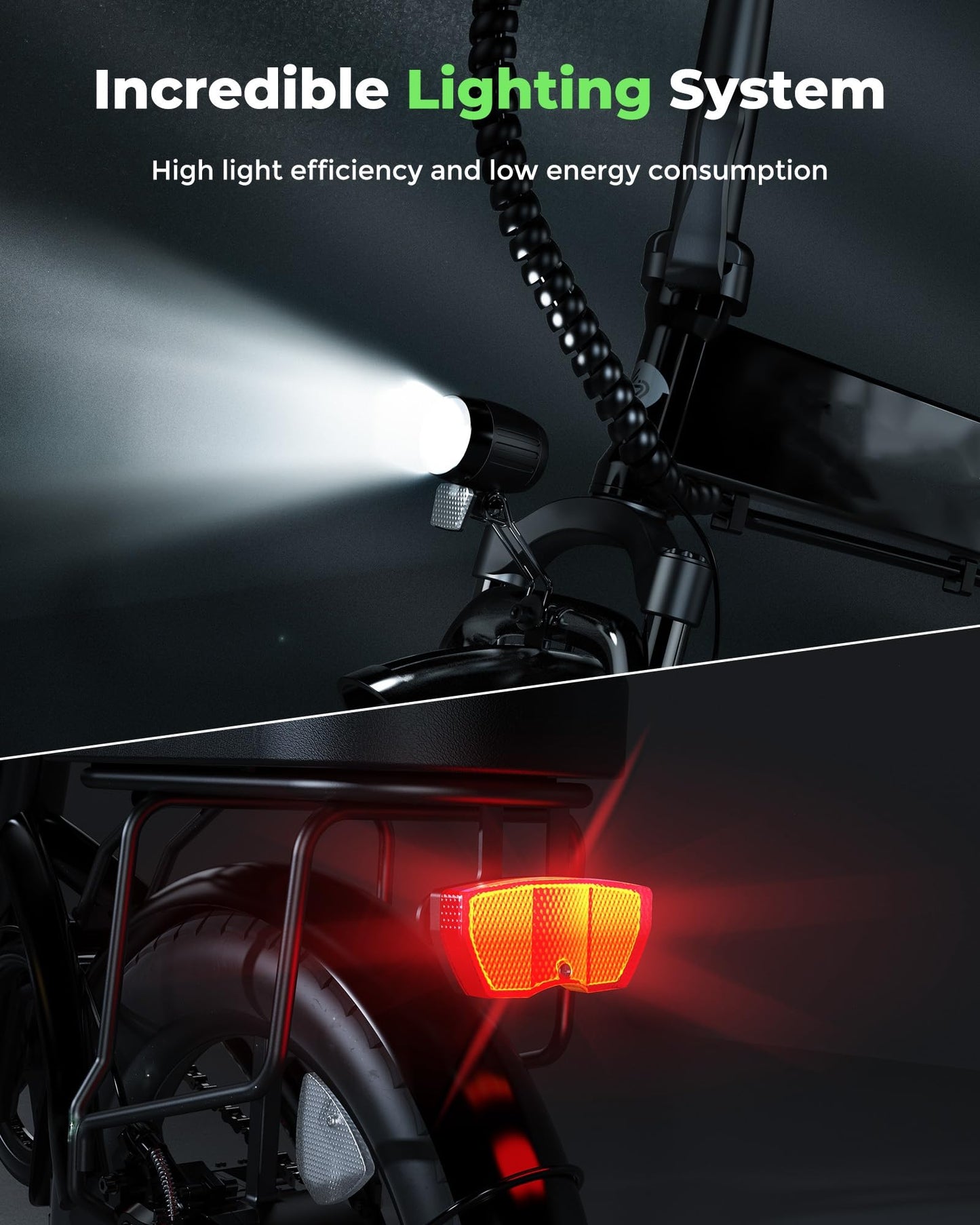 Finbike U3 Electric Folding Bike, 16 inch Portable Electric Bicycle, 2.5H Fast Charge Ebike, 25KM/H & 55KM Range, 3 Riding Modes, Front Shock Absorber, Foldable E-bike for Adults/Teens