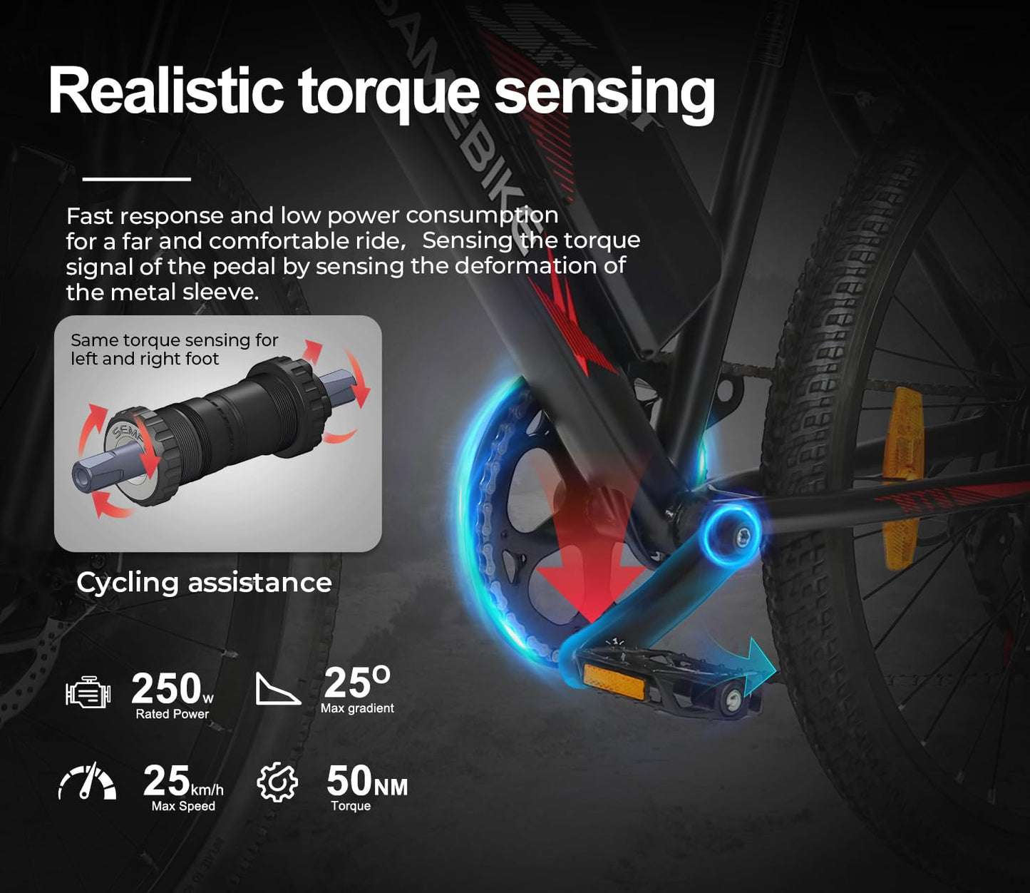 SAMEBIKE 24" Electric Bike for Adult, 36V 13Ah Removable Battery, Mountain E-bike with 7 Speed, Powerful 250W Motor, 4H Fast Charging Commuter Electric bicycle Range 35-90KM