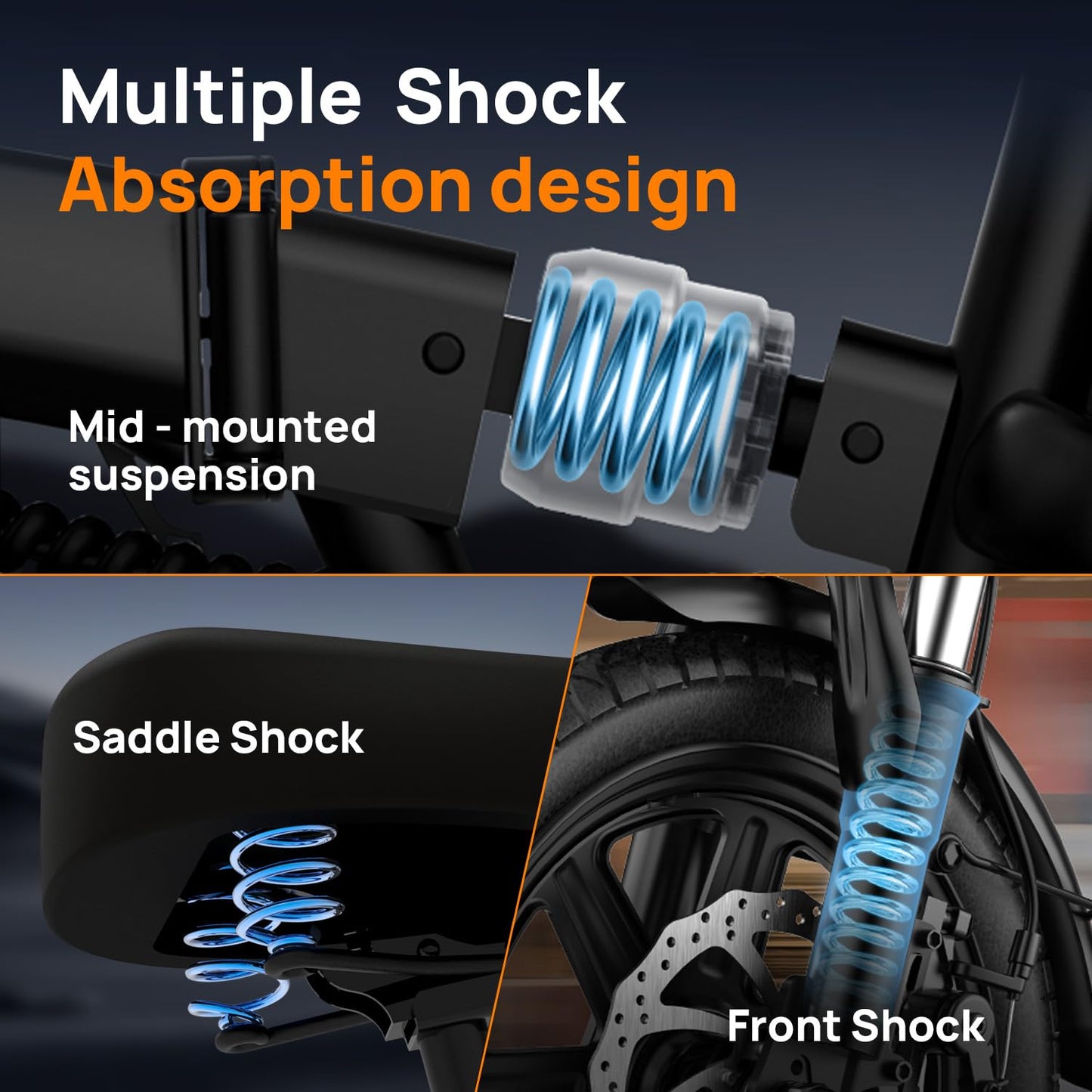 URLIFE 14" Electric Bike, Portable E-bike with 48V 7.5AH Removable Battery 250W Powerful Motor, 60 KM Max Range, Folding Ebike LCD Display, Electric Commuter Bicycle for Adults and Teens(Black)