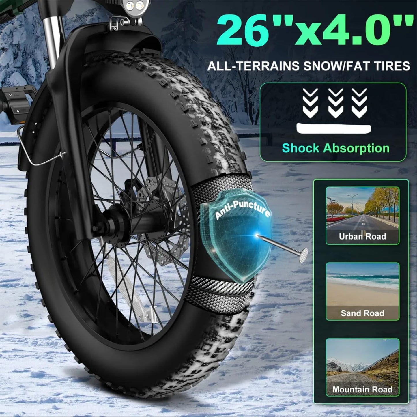 26" Electric Bikes for Adults Fat Tire Electric Mountain Bike with 36V 10.4AH Battery&250W Motor E-bike 21Speed with LCD Display Electric Commuter Bicycle for Men and Women (26inch Fat Tire E-Bike)