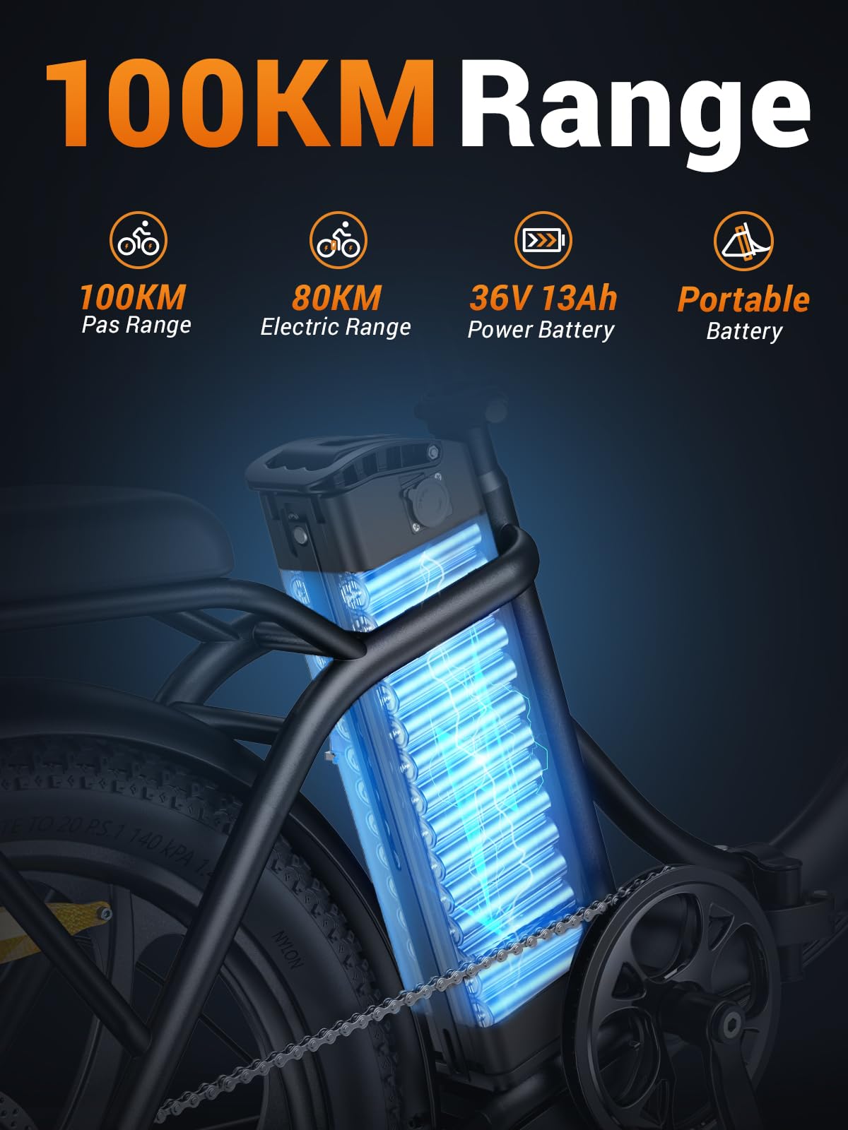 HillMiles MilePort 1 Electric Bike for Adults with 36V 13AH Removable Battery, 20"*3.0" Fat Tire Folding Electric Bicycle with Top Speed 25KM/H &100KM Long Range, 250W Motor City Commuter Ebike