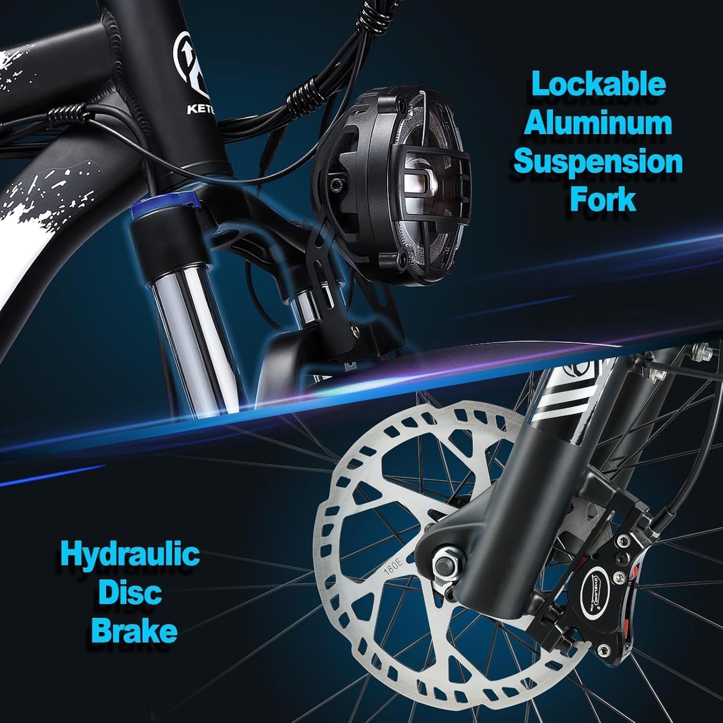 JESRIDER Dual Motor Electric Bike Road Legal 250W,Electric Mountain Bike,26"x4" Fat Tyre Ebikes,48V 23AH Removable Battery 60Miles Range,Front Suspension&Hydraulic Brakes,LCD Display Ebike(White23AH)