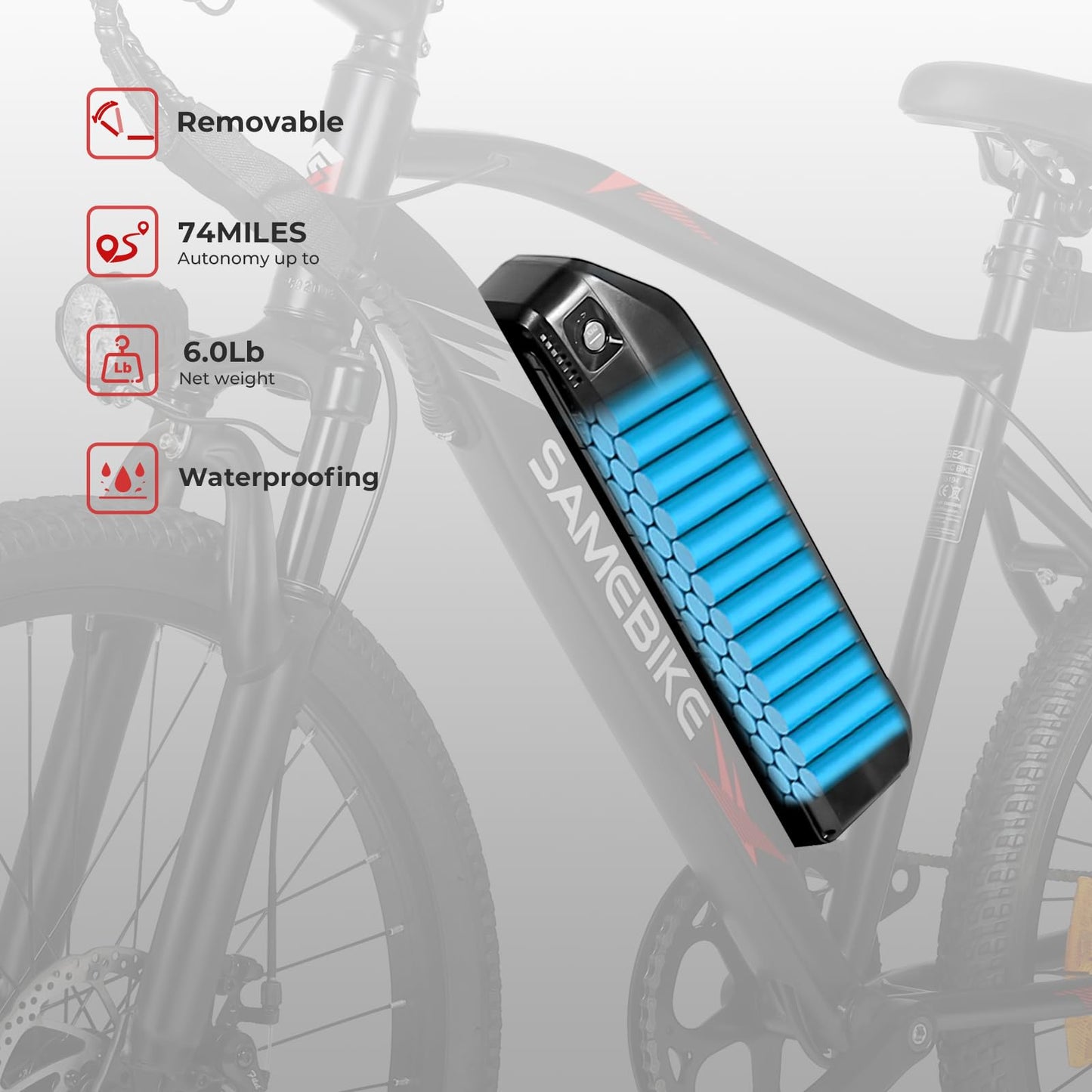 SAMEBIKE 24" Electric Bike for Adult, 36V 13Ah Removable Battery, Mountain E-bike with 7 Speed, Powerful 250W Motor, 4H Fast Charging Commuter Electric bicycle Range 35-90KM