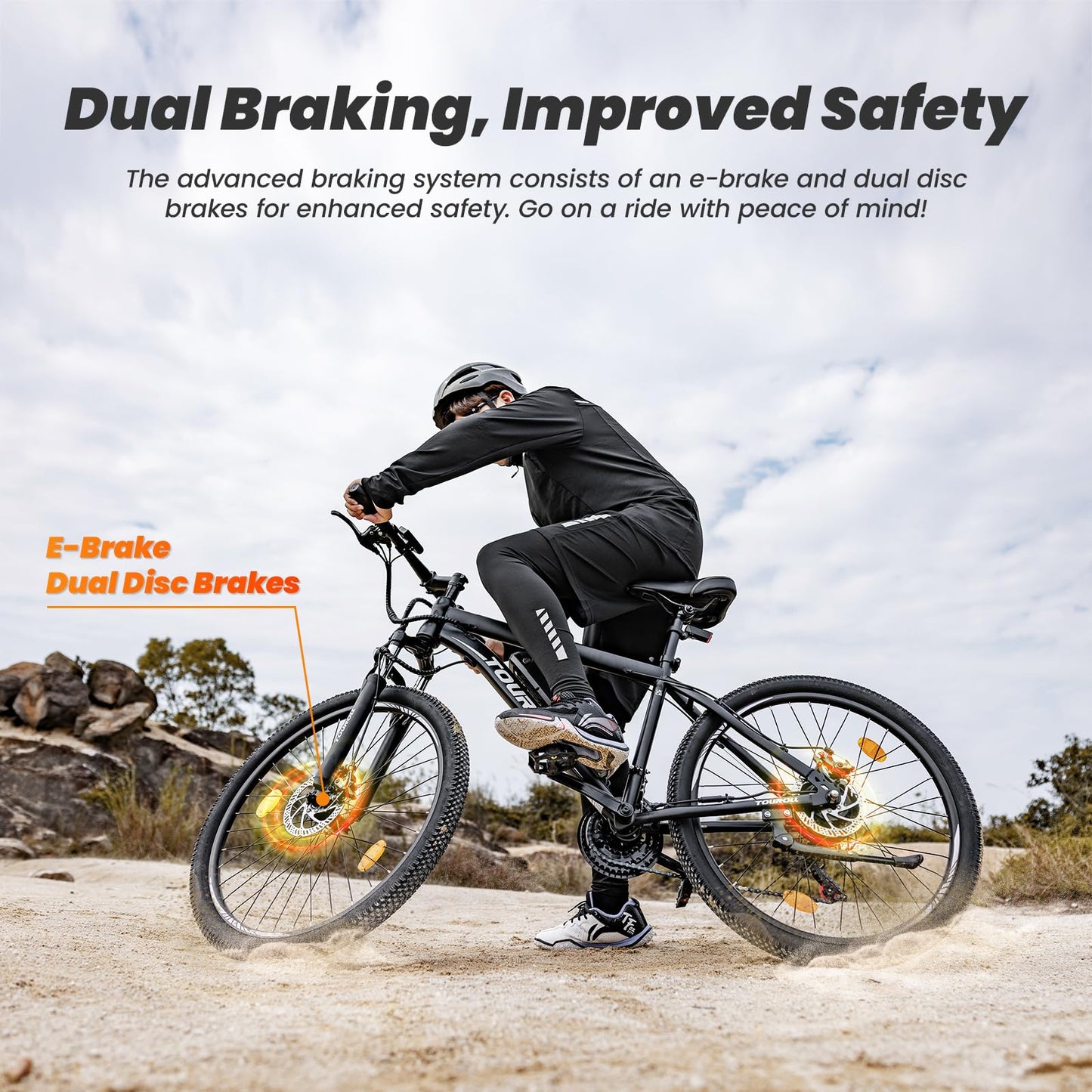 Touroll U1 Electric Mountain Bike, 26"/29'' Electric Bicycle Commute E-bike with 36V 13Ah Removable Battery, LED Display, Dual Disk Brake, 21 Speed, MTB for Teenagers and Adults (26'')