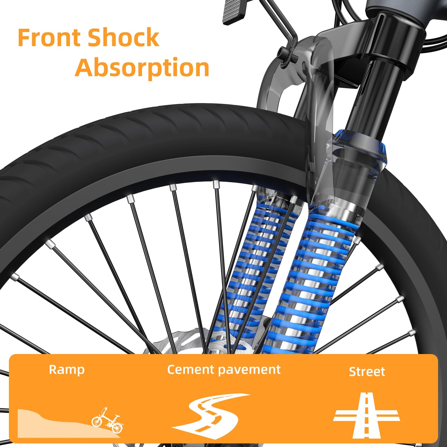 ADO Air20Pro Electric Bike Folding, EBike for Adults, 20" Folding Electric Bicycle, Belt Drive, Bafang Motor, ECO and SPORT Mode, Adjustable Shock Absorption, LCD, APP, Range Up To 100KM (Grey)